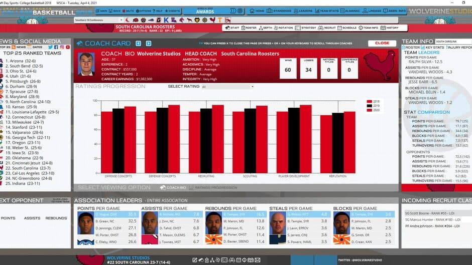 Draft Day Sports: College Basketball 2018 screenshot 1