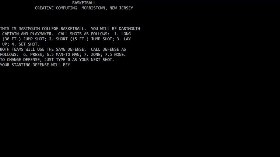 PDP 10 Timesharing Basketball screenshot 1