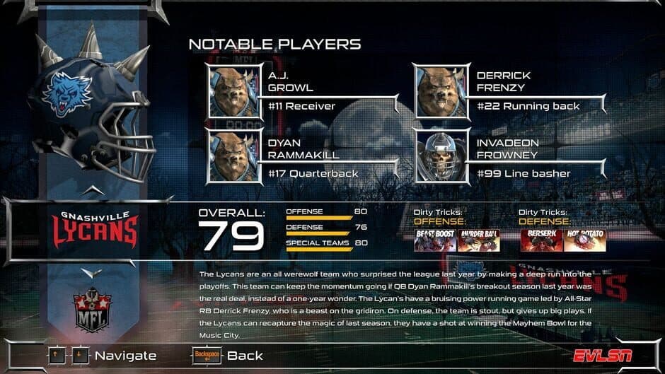 Mutant Football League: Gnashville Lycans screenshot 2