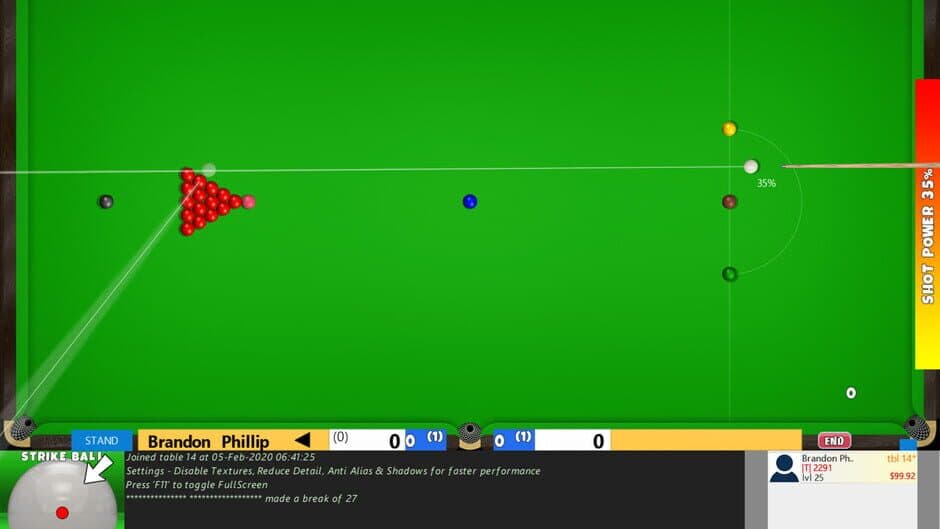 Flash Snooker Game screenshot 1