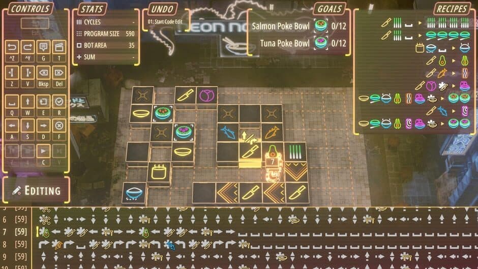 Neon Noodles: Cyberpunk Kitchen Automation screenshot 1