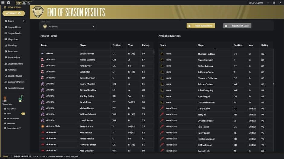 Draft Day Sports: College Football 2024 screenshot 6