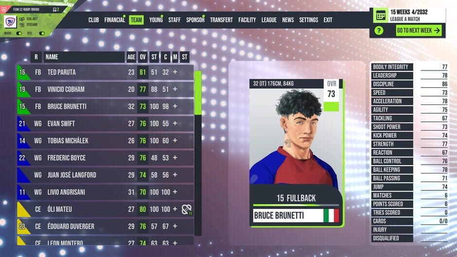 Rugby Tycoon Rugby Rovigo Delta screenshot 2