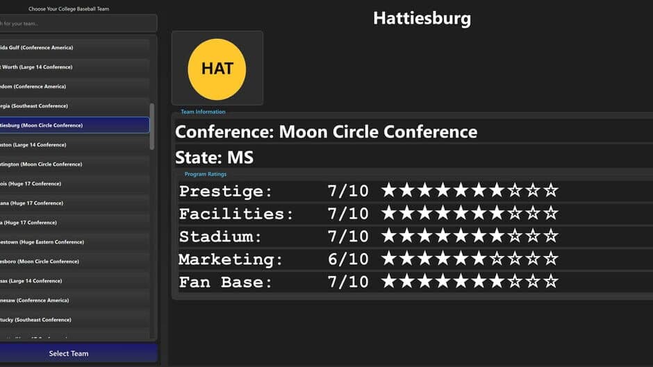 College Baseball: Dynasty Builder screenshot 2