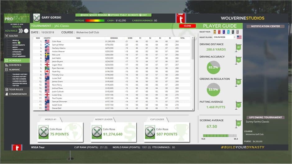 Draft Day Sports: Pro Golf screenshot 1